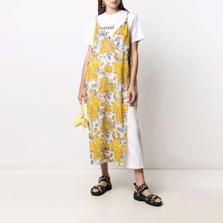 GANNI Sleeveless Dresses Women's Yellow-1