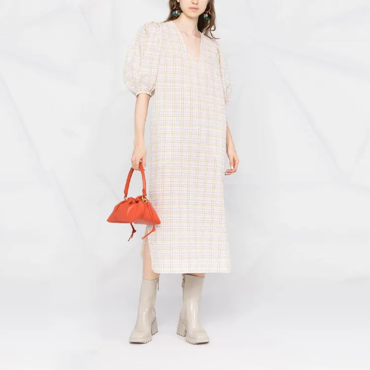 GANNI Short-Sleeved Dresses Women's Light Khaki-1