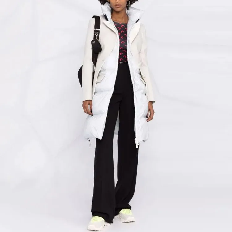 Sacai FW21 Solid Color Lapel Mid-Length Puffer Jacket Women's White-1