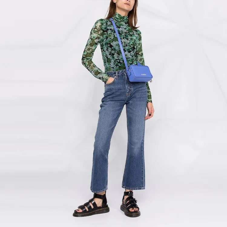 GANNI Printed Mesh Long Sleeve 'Kelly Green'-1