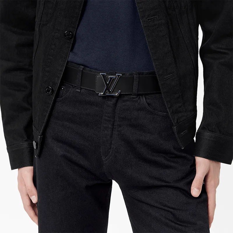 LOUIS VUITTON Pin Buckle Cow Leather Leather Belts Men's Width 4cm-4