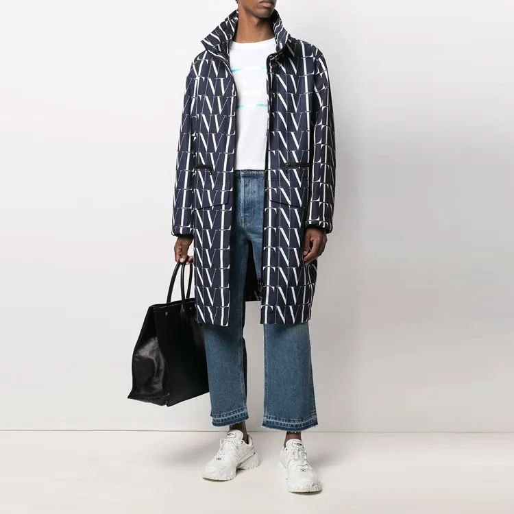 Valentino Trench Coats Men Blue-1