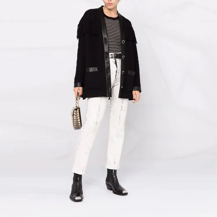 PINKO Fringed V-Neck Cardi Coat-2