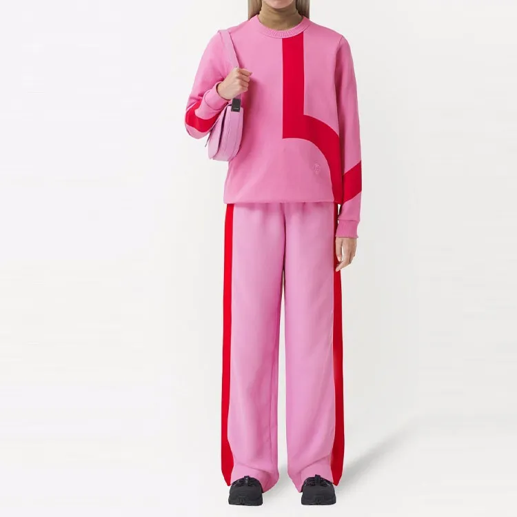 Burberry Side Stripe Wide Leg Pant 'Primrose Pink'-1