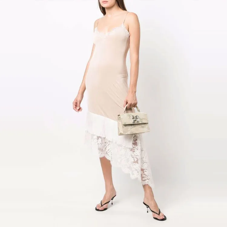 Vetements Lace panelled Asymmetric Slip Dress-1
