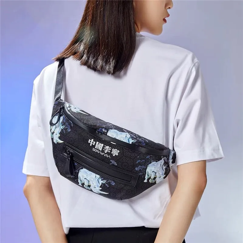 LiNing Sky Mountain Base Collaboration Polyester Sling Bag Fanny Pack Regular Unisex Black-5