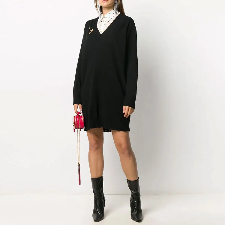 VERSACE Safety Pin Knitted Dress 'Black'-1