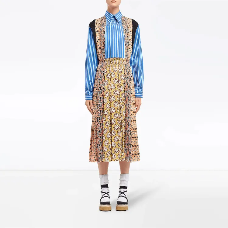 PRADA Long Sleeved Dress Women's Blue-1