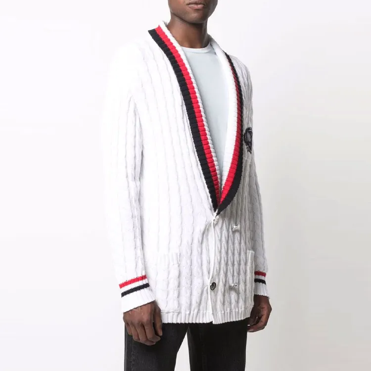 BALMAIN Logo embroidered Cable Knit Cardigan-2