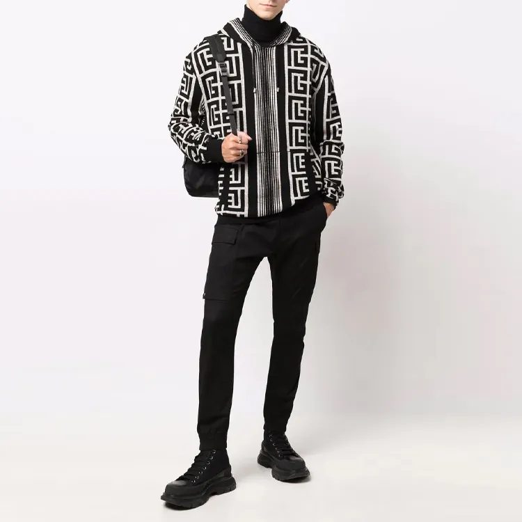 BALMAIN Maxi Monogram Drawstring Hoodie-1