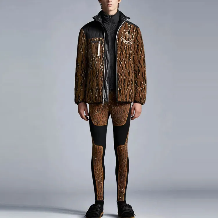 MONCLER GENIUS FW21 Animal Print Solid Color Letter Stand Collar Down Jacket Men's Tiger Pattern-1