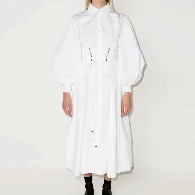 Alexander McQueen FW21 Long Sleeved Dress Women's White-1