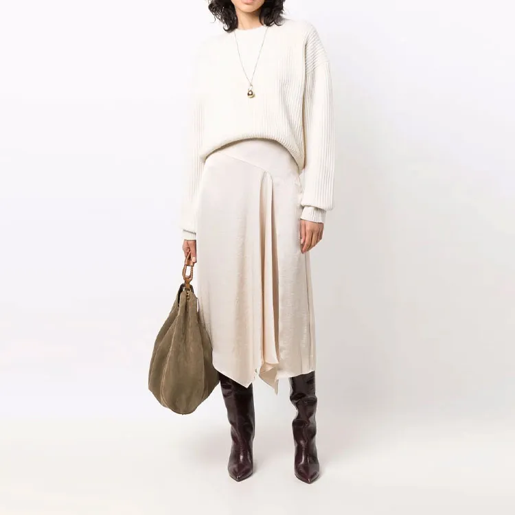 THEORY Crushed Asymmetrical Draped Midi Skirt-1