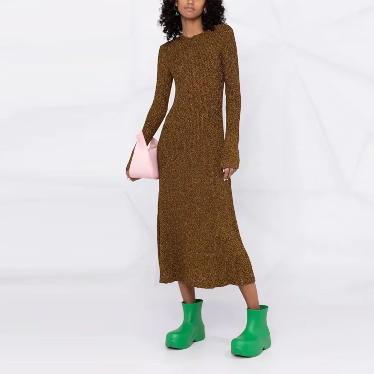 GANNI Long-Sleeved Dresses Women's Brown-1