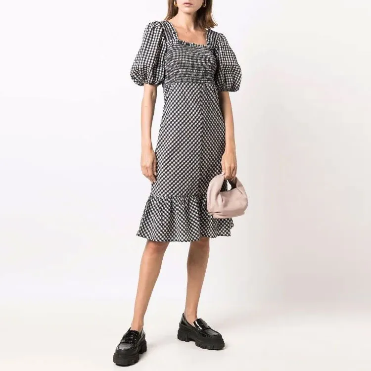 GANNI Short Sleeved Dresses Women's Black-1