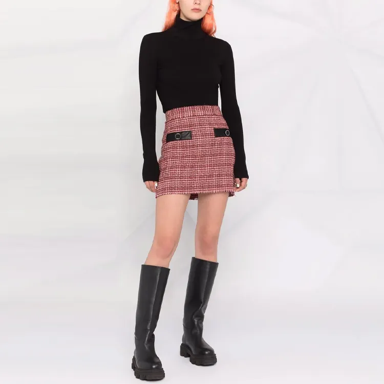 PINKO Leather Short Skirts Women's Red-1
