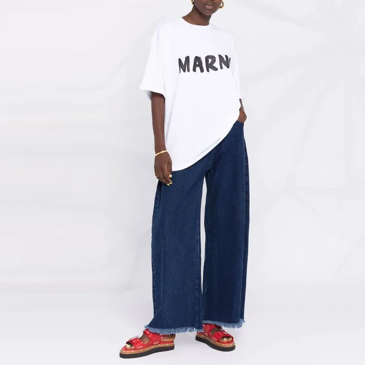 MARNI Oversized Logo T Shirts White-1