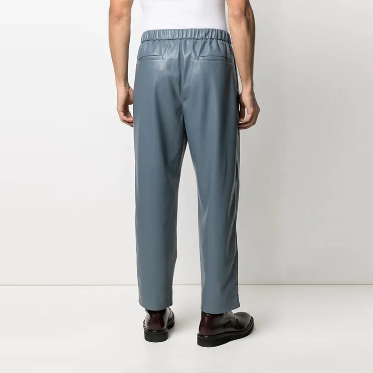NANUSHKA Leather Pants Men Blue-3