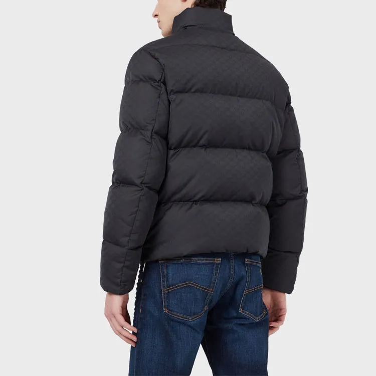 EMPORIO ARMANI Quilted Puffer Jacket With All over Jacquard Eagle-3