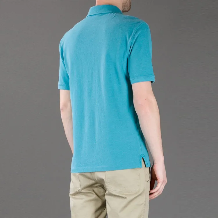 Burberry Men's Cotton Cobalt Embroidered Logo Polo-4
