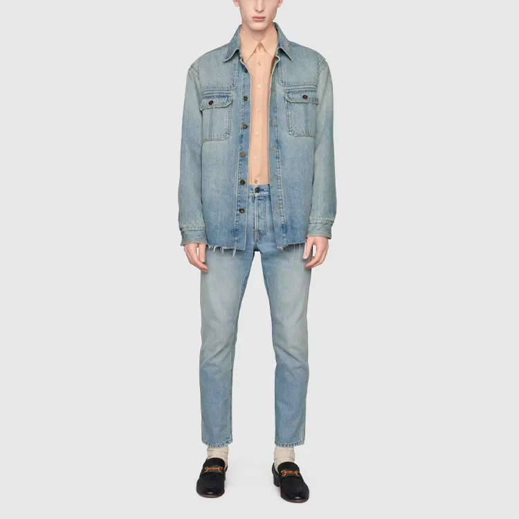 GUCCI Bleach effect Tapered leg Denim Jeans-1