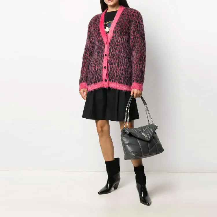 SAINT LAURENT Leopard Knitted Cardigan-1