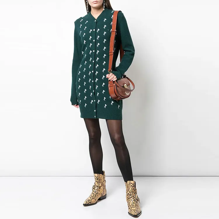 Chloé Long Sleeved Dresses Women's Green-1