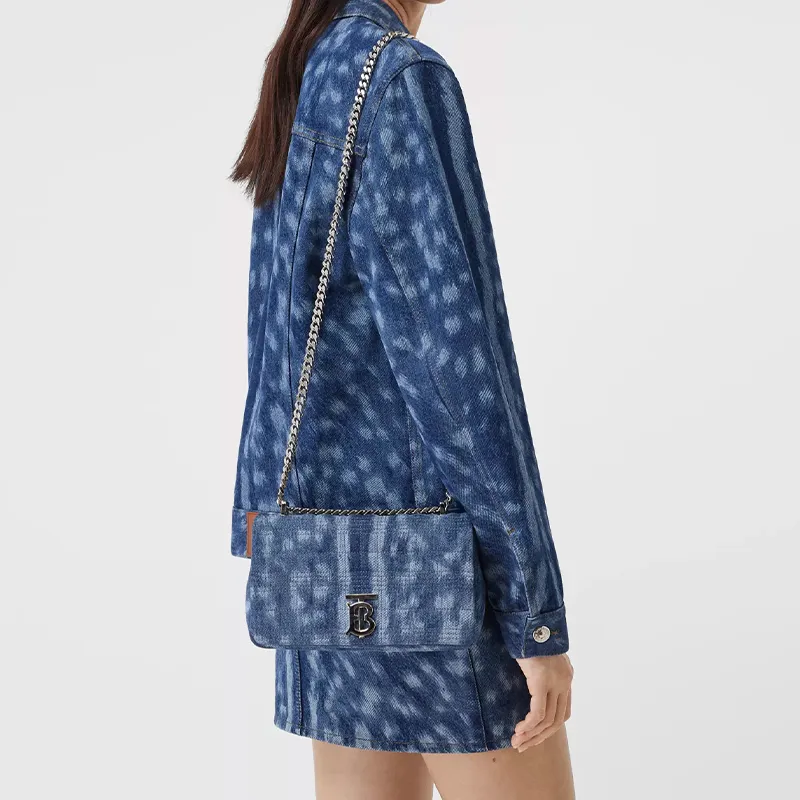 Burberry Lola Lola Bag Denim Crossbody Bag Shoulder Bag Women's Blue-7