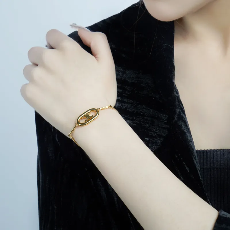 CELINE Triomphe Bracelet In Brass With Gold Finish-2