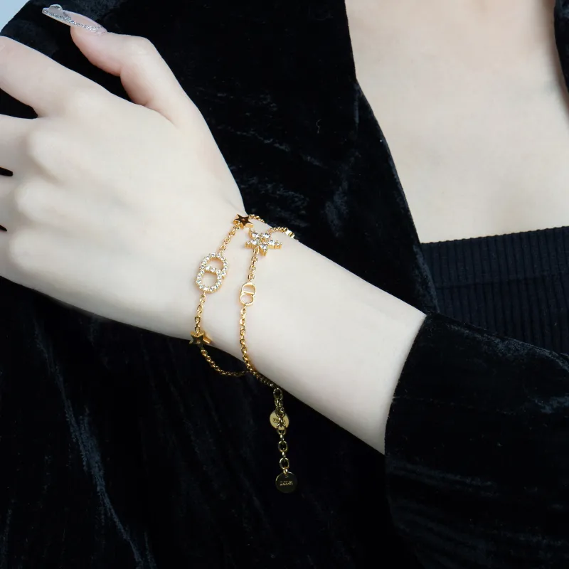 DIOR Gold Plated Bracelets Set Women's Gold-6