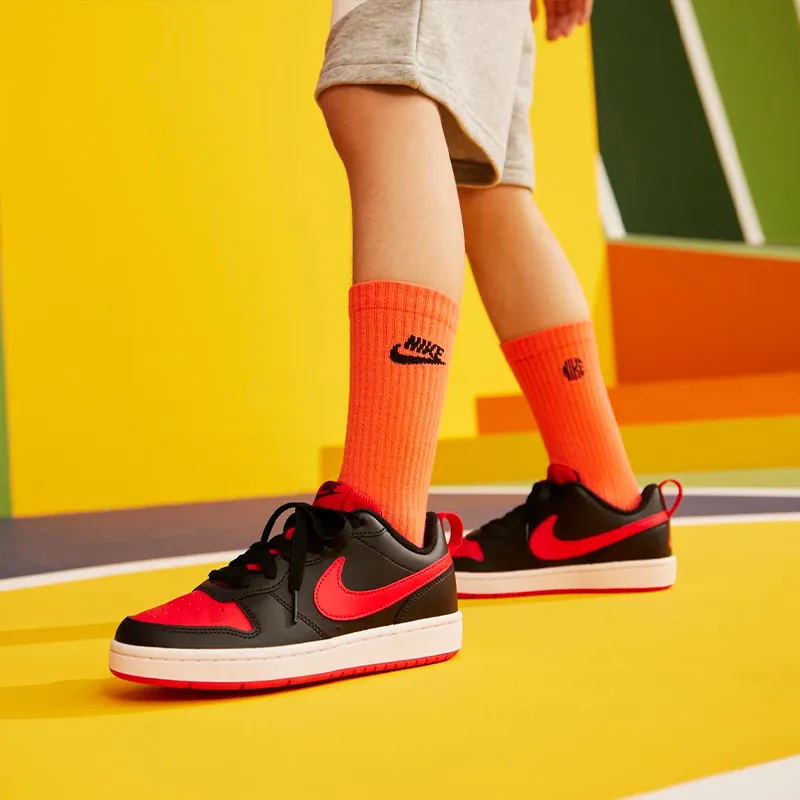 Nike Court Borough Low 2 Black University Red GS-3