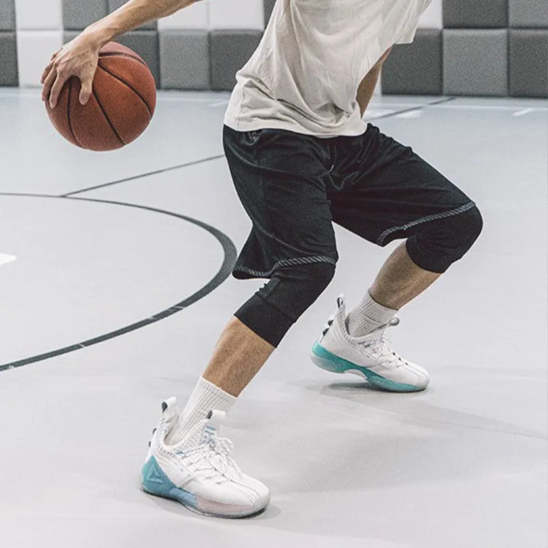 PEAK Tai Ji2.0 Tiger Whale Cushioning Anti Slip And Wear Resistant Low Top Basketball Shoes Men's White Blue-6