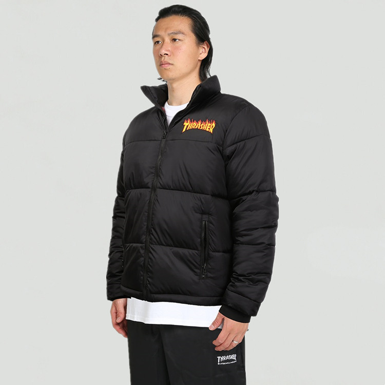 ジャケット・アウター THRASHER HOMETOWN PADDING JACKET Thrasher Puffer Jackets Unisex Black - POIZON