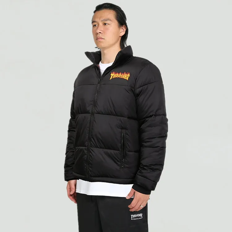 Thrasher Puffer Jackets Unisex Black-3