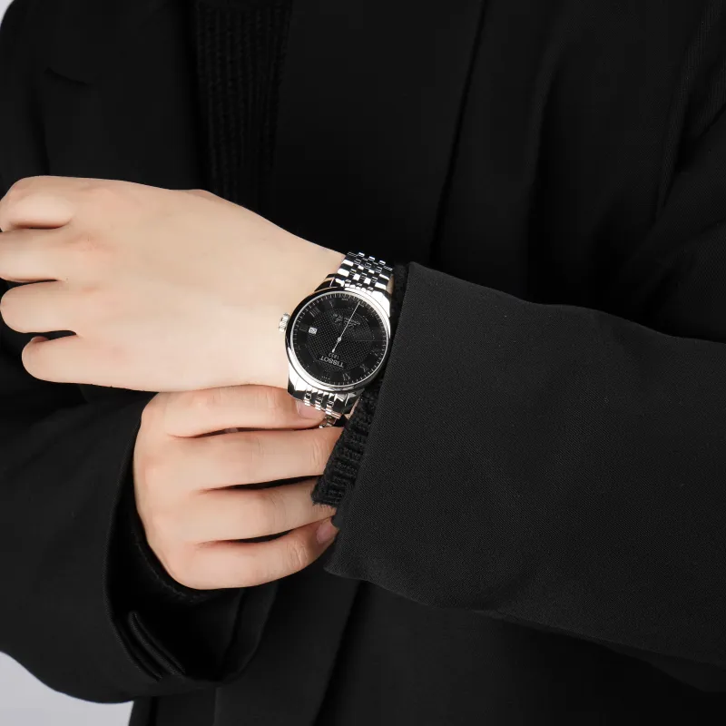 TISSOT Le Locle Collection Automatic Mechanical Movement Men's Watches Watch 39.3mm Black Dial Stainless Steel Case-2