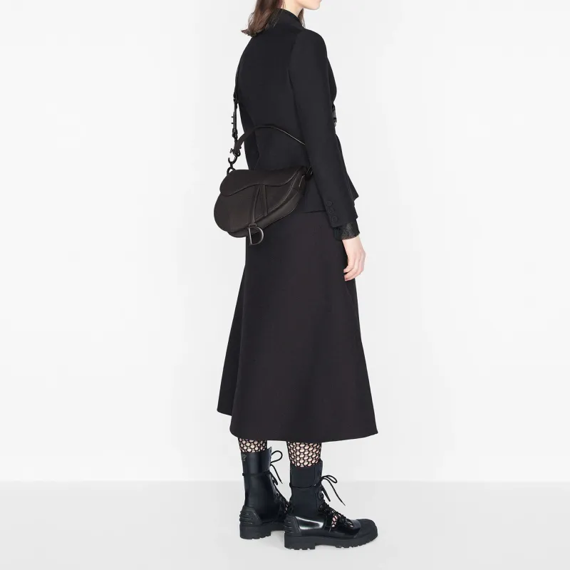 DIOR Cow Leather Saddle Bags One Shoulder Handbags Women's Black-5
