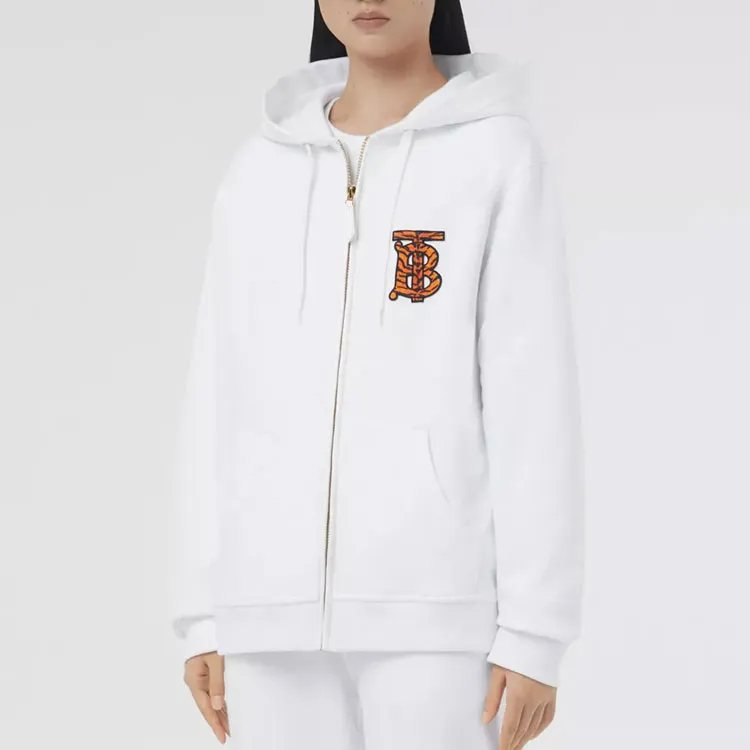 Burberry Tiger Tb Monogram Motif Hoodie White-2