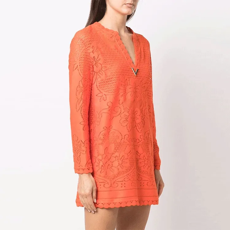 Valentino Long-Sleeved Dresses Women's Orange-2