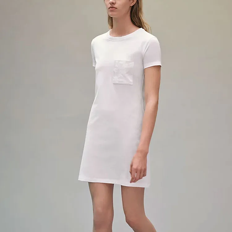 HERMES Short Sleeved Dresses Women's White-1