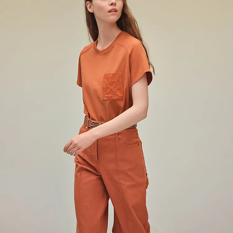 HERMES SS22 Raglan Sleeve T Shirt Women's Orange-1