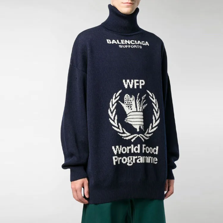 Balenciaga x SHIJIELIANGSHIJIHUASHU Sweater Regular Fit Men's Marine Blue-2