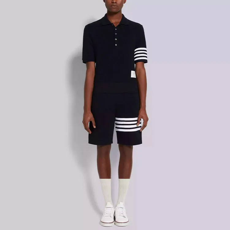 THOM BROWNE Polo Shirts Men Marine Blue-1