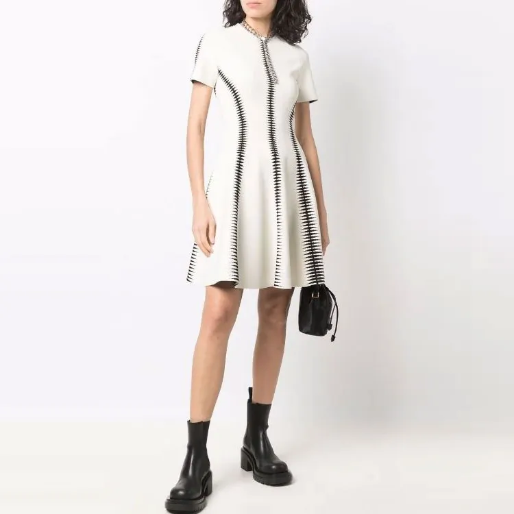 Alexander McQueen Short Sleeved Dresses Women's White-1