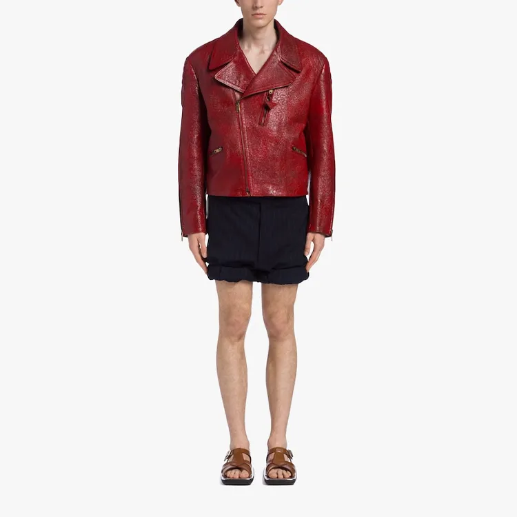 PRADA Leather Jackets Men Red-1