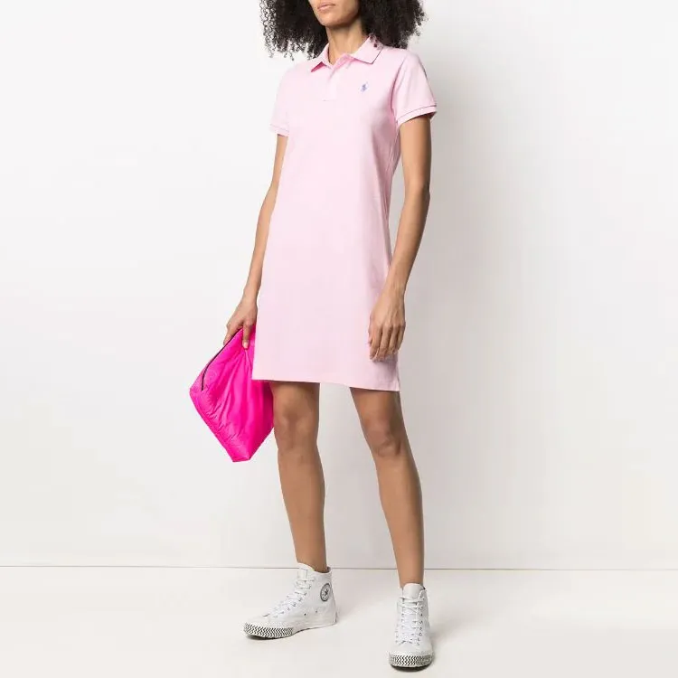 Polo Ralph Lauren Basic Mesh Polo Short Sleeve Casual Dress Pink-1