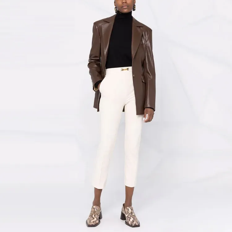 Elisabetta Franchi SS22 Slim Fit Pants Casual Pants Women's White-1