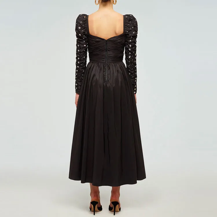 Self portrait SS22 Long Sleeved Dress Women's Black-4