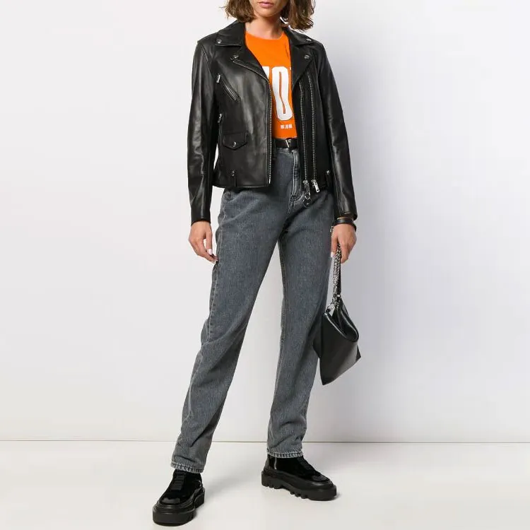 DIESEL Leather Jackets Women's Black-1