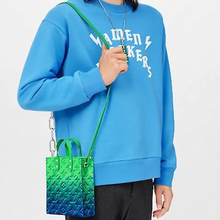 LOUIS VUITTON Sac Plat Xs Taurillon Illusion Blue/Green-5