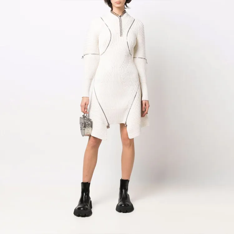 Alexander McQueen Long-Sleeved Dresses Women's White-1